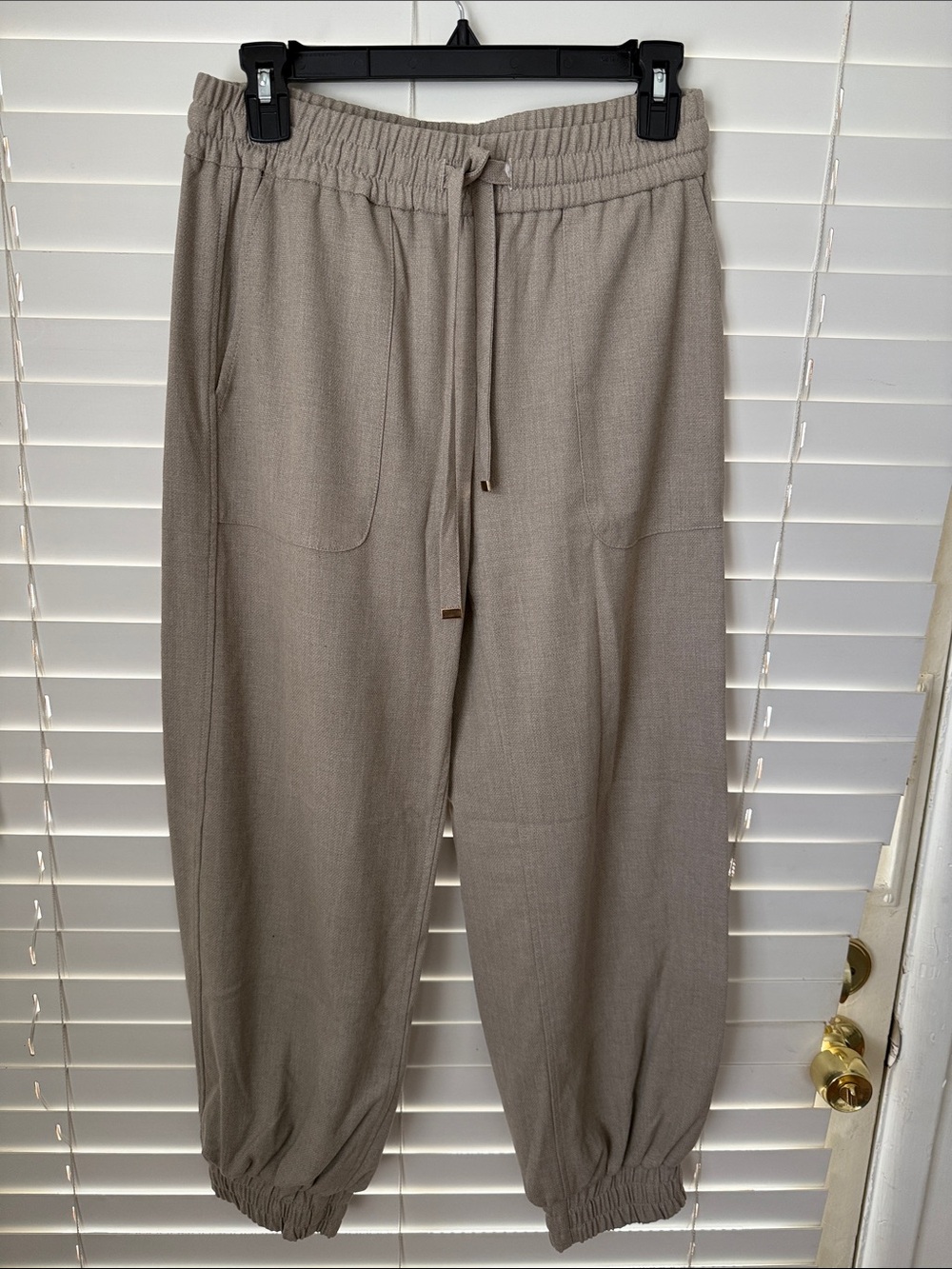 Zara Women's Drawstring Jogger Pants in Taupe